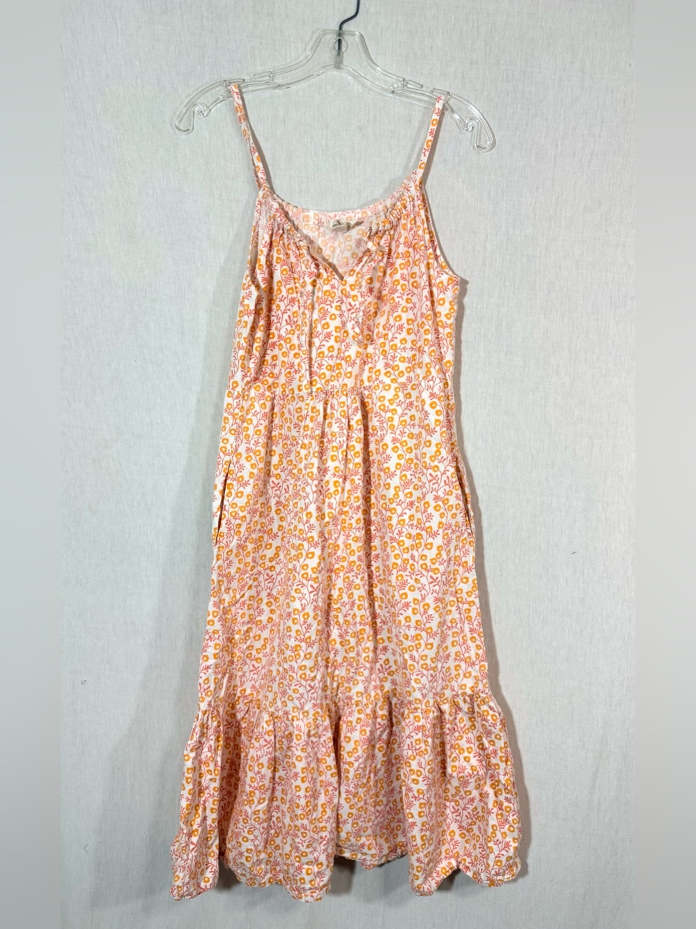 Mata Traders Size S 100% cotton pink white & Orange Floral Cotton Sundress
